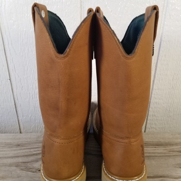 Georgia Wedge Work Wellington Mens Tan Leather Cowboy Western Boots 7.5 W G5153 - Picture 12 of 13